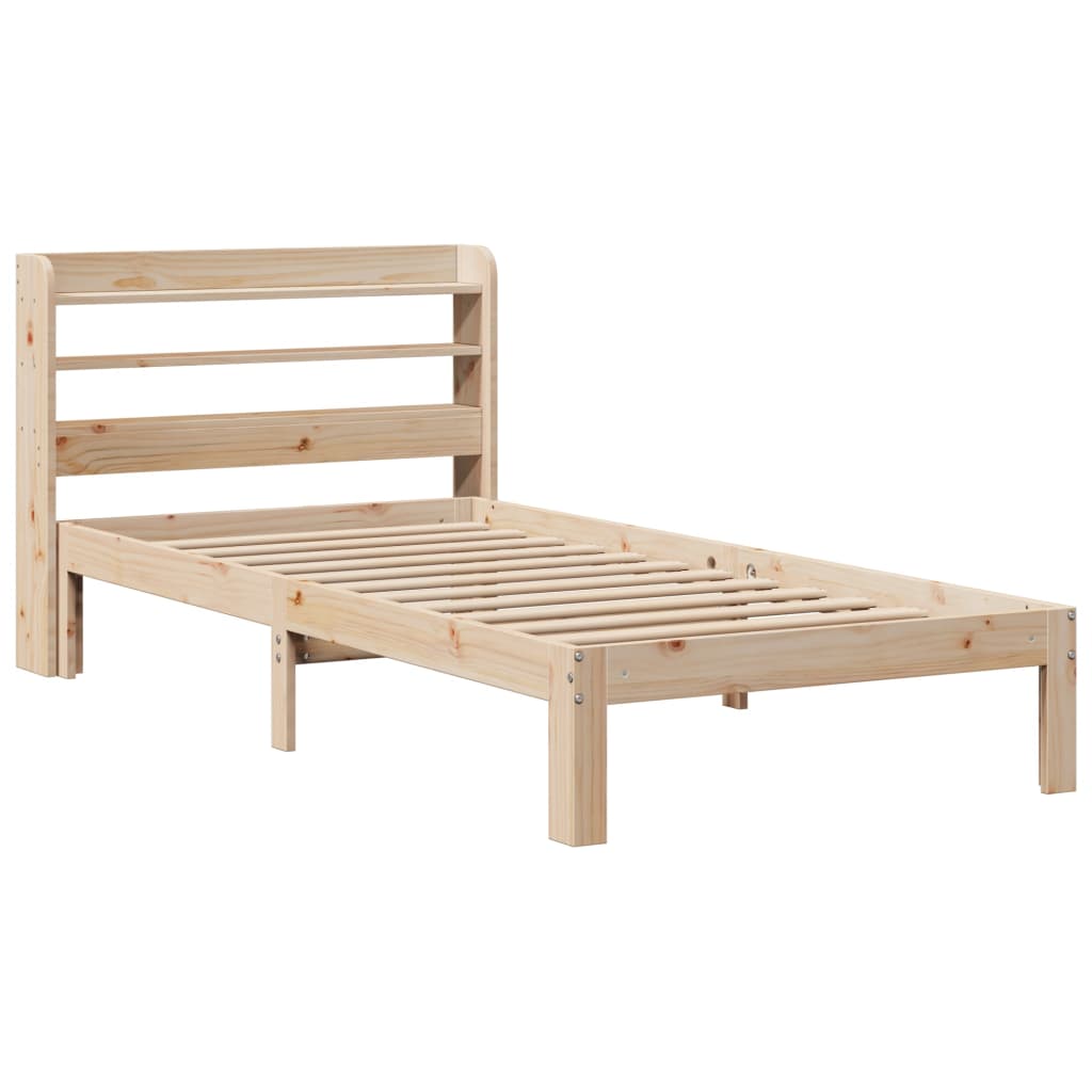 Estrutura de cama com cabeceira 75x190 cm pinho maciço