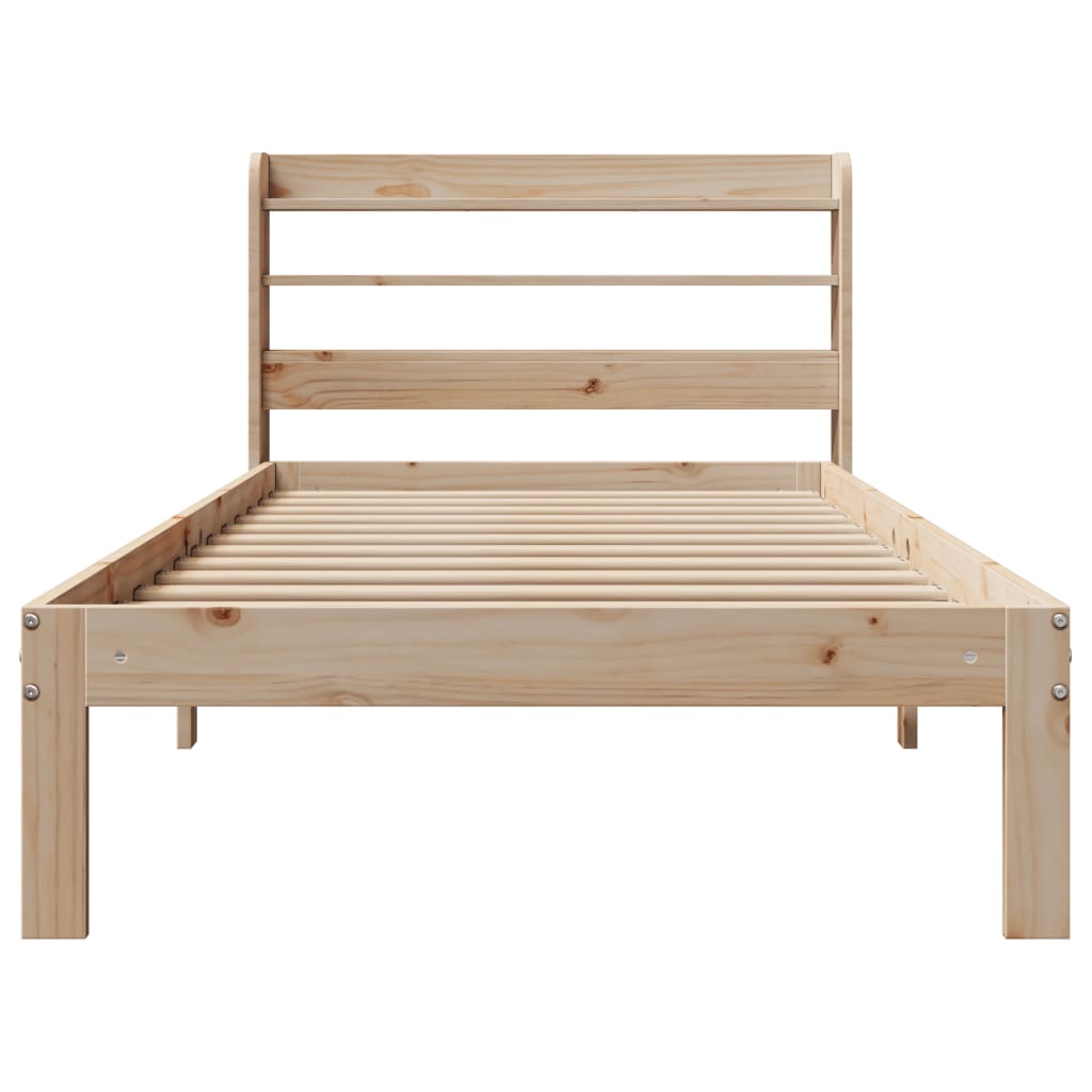 Estrutura de cama com cabeceira 75x190 cm pinho maciço