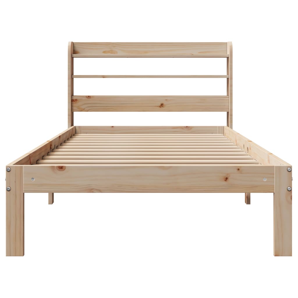 Estrutura de cama com cabeceira 90x190 cm pinho maciço