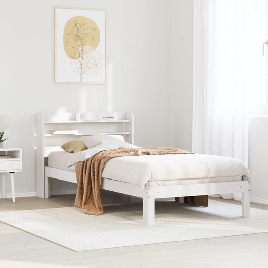 Estrutura de cama com cabeceira 90x190 cm pinho maciço branco