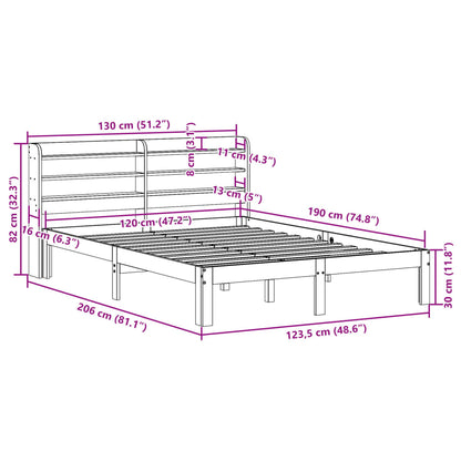 Estrutura cama c/ cabeceira 120x190 cm pinho maciço