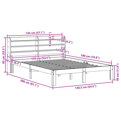 Estrutura cama c/ cabeceira 135x190 cm pinho maciço