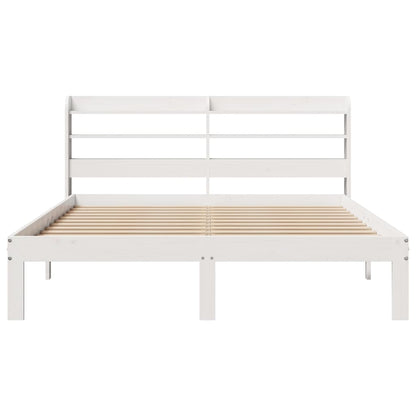 Estrutura cama c/ cabeceira 140x190 cm pinho maciço branco