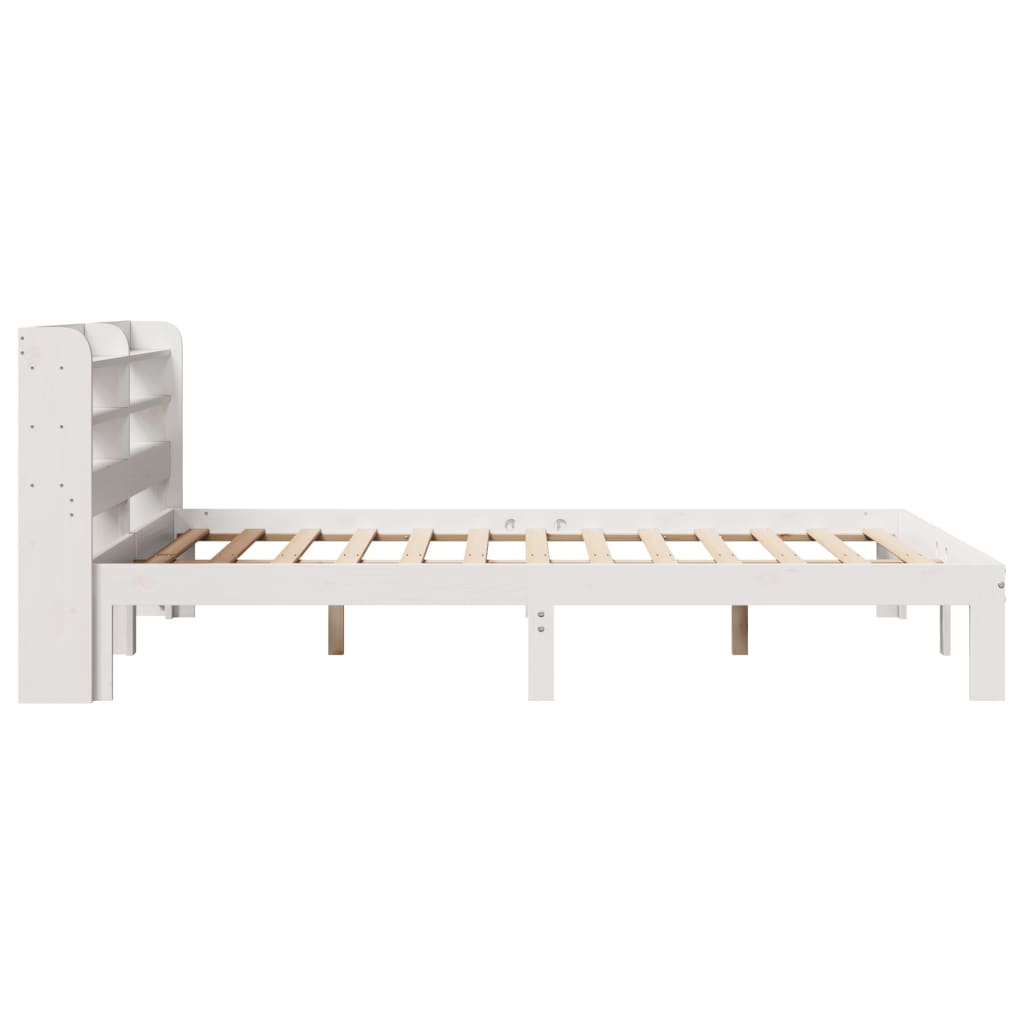 Estrutura cama c/ cabeceira 140x190 cm pinho maciço branco