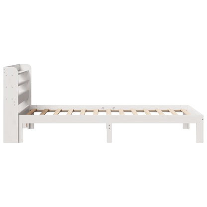 Estrutura de cama com cabeceira 100x200cm pinho maciço branco