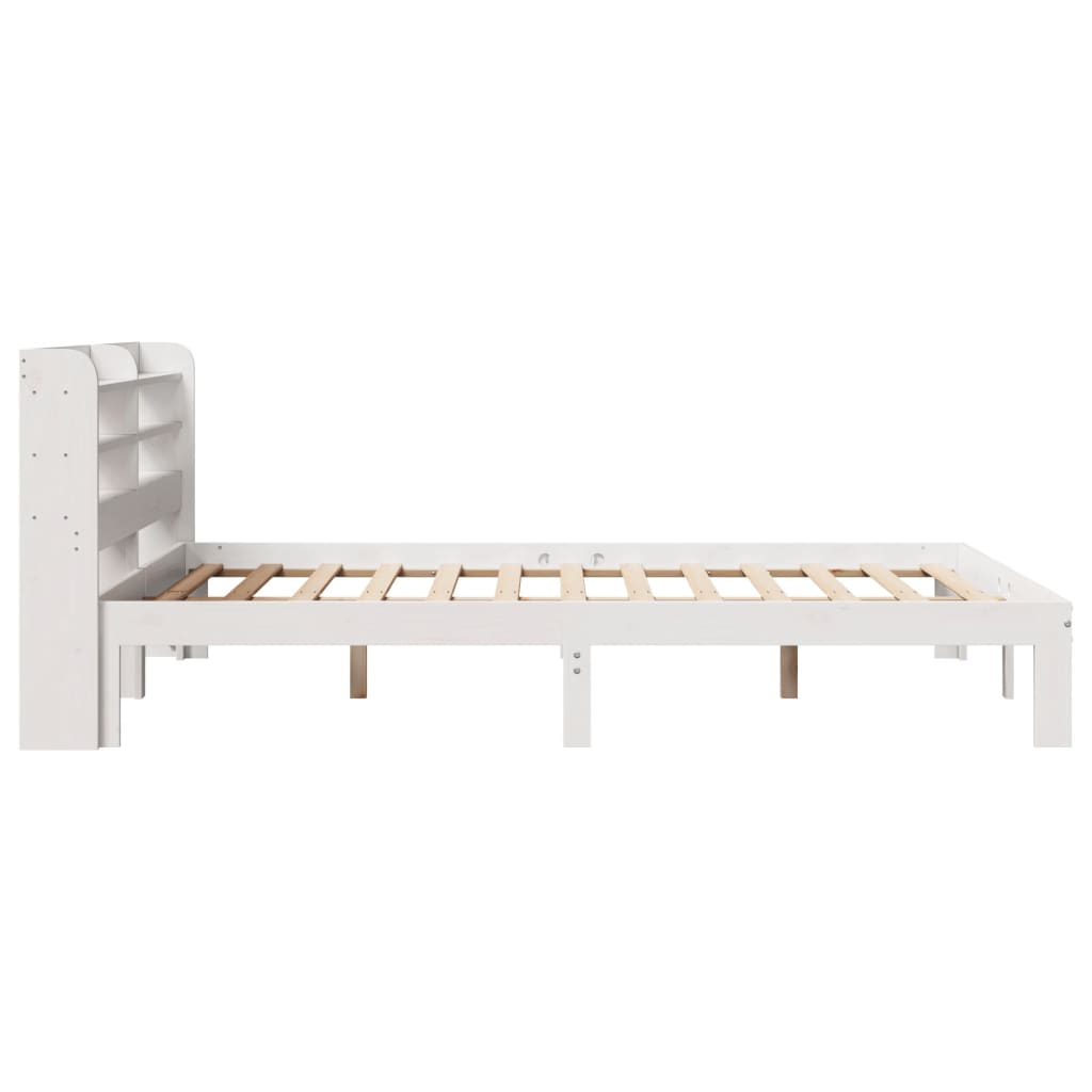 Estrutura de cama com cabeceira 160x200 cm pinho maciço branco