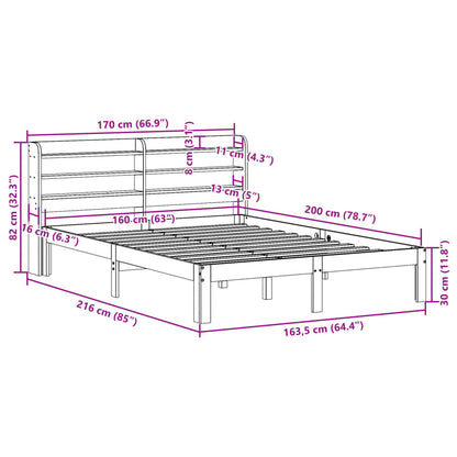 Estrutura de cama com cabeceira 160x200 cm pinho maciço branco