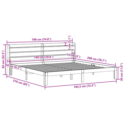 Estrutura de cama com cabeceira 180x200 cm pinho maciço