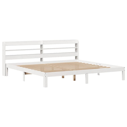 Estrutura de cama com cabeceira 180x200cm pinho maciço branco