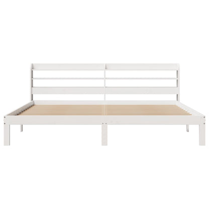 Estrutura de cama com cabeceira 180x200cm pinho maciço branco