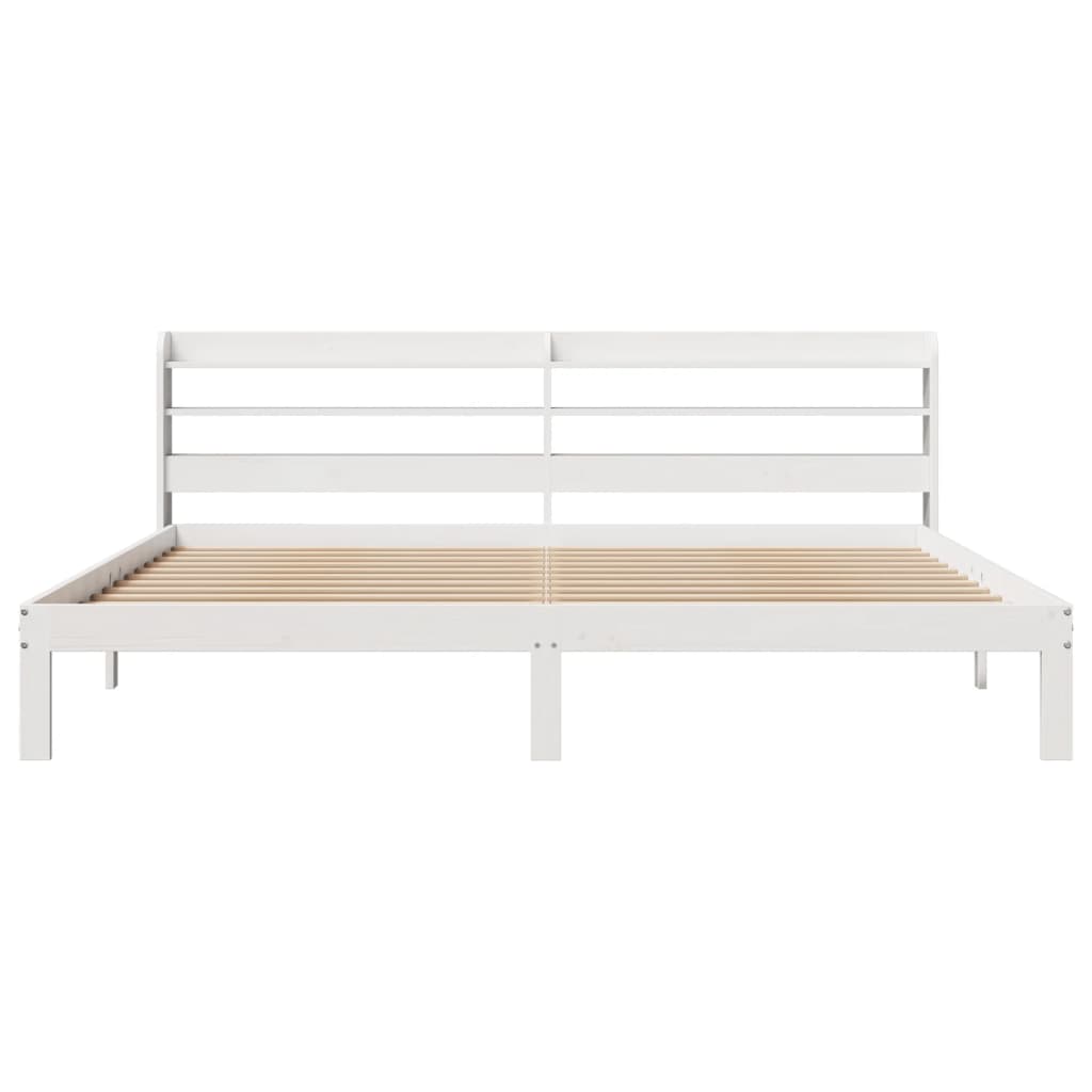 Estrutura de cama com cabeceira 200x200 cm pinho maciço branco