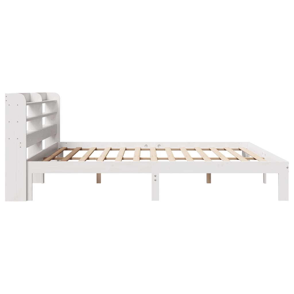 Estrutura de cama com cabeceira 200x200 cm pinho maciço branco