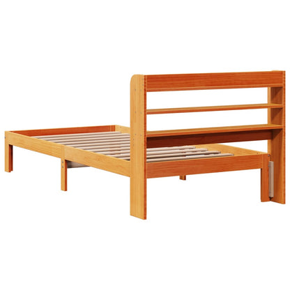 Cama sem colchão 90x190 cm madeira de pinho maciça castanho-mel