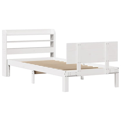 Estrutura de cama com cabeceira 90x190 cm pinho maciço branco