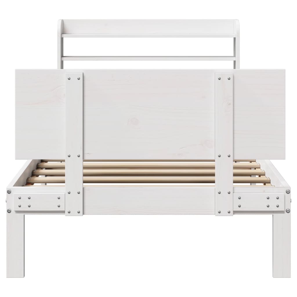 Estrutura de cama com cabeceira 90x190 cm pinho maciço branco