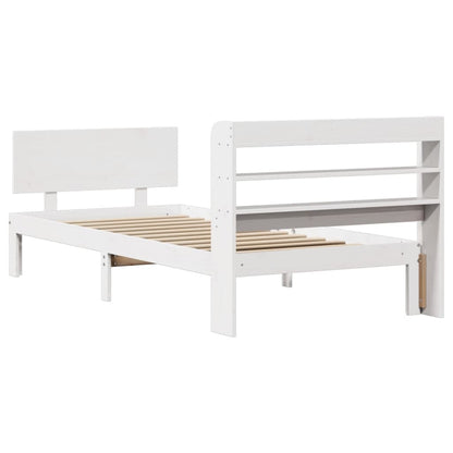 Estrutura de cama com cabeceira 90x190 cm pinho maciço branco