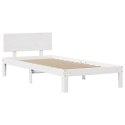 Estrutura de cama com cabeceira 90x190 cm pinho maciço branco