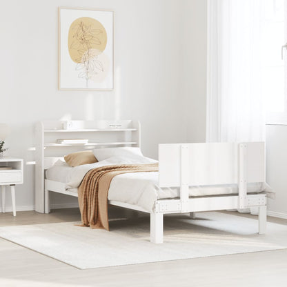 Estrutura de cama com cabeceira 90x190 cm pinho maciço branco