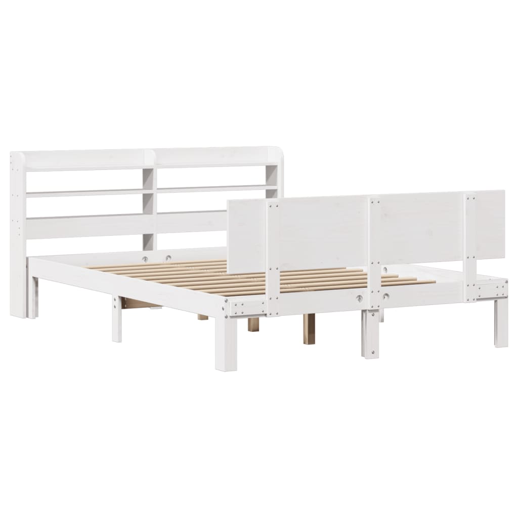 Estrutura cama c/ cabeceira 120x190 cm pinho maciço branco