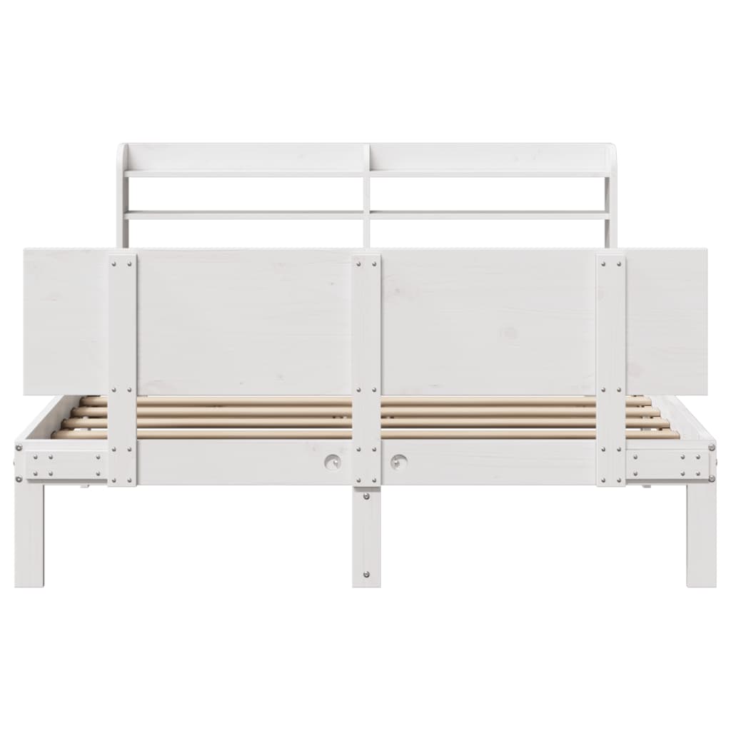 Estrutura cama c/ cabeceira 120x190 cm pinho maciço branco