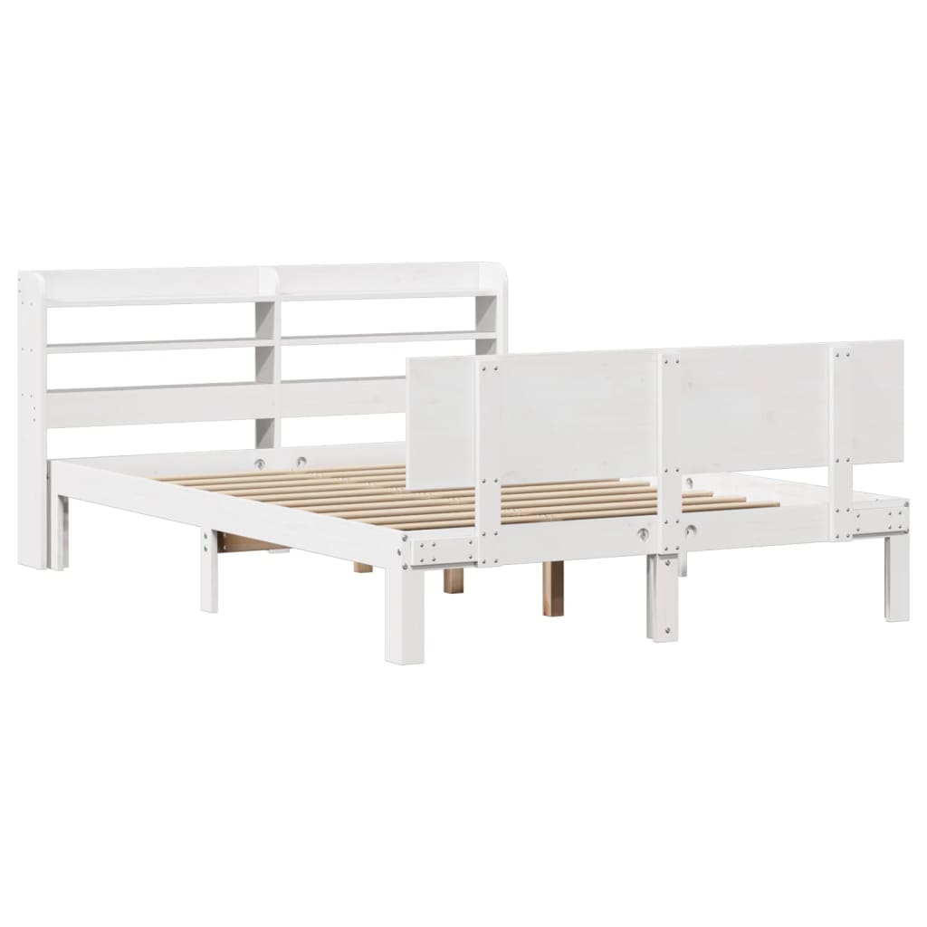 Estrutura cama c/ cabeceira 135x190 cm pinho maciço branco