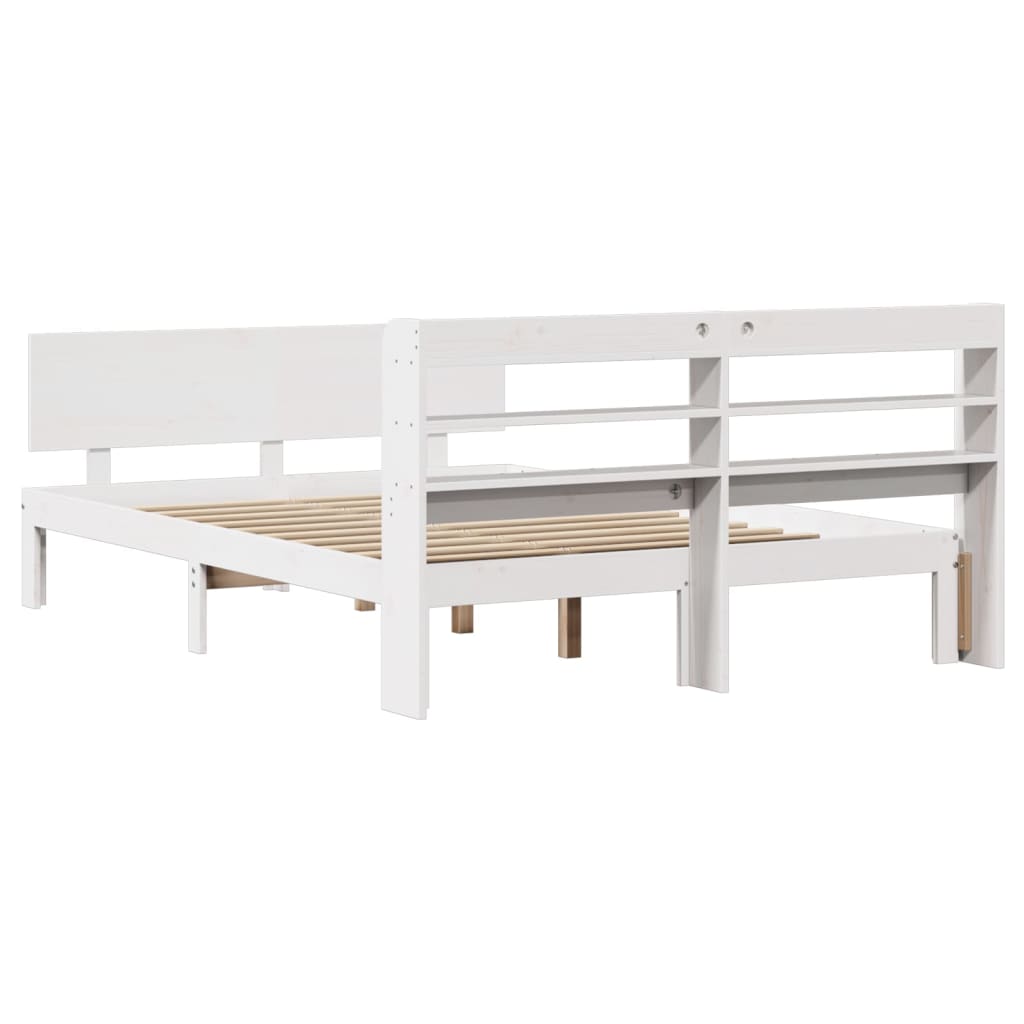 Estrutura cama c/ cabeceira 135x190 cm pinho maciço branco