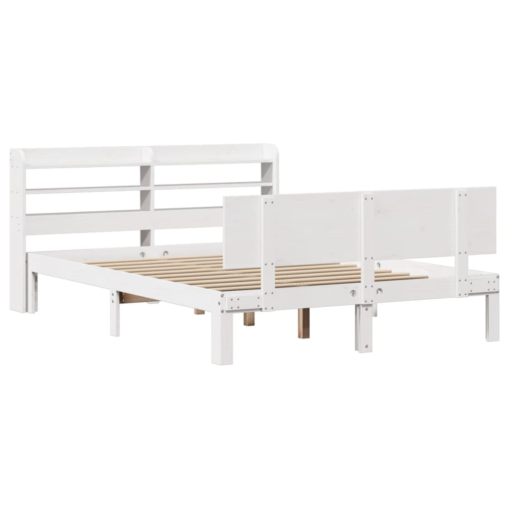 Estrutura cama c/ cabeceira 140x190 cm pinho maciço branco