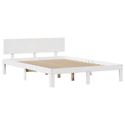 Estrutura cama c/ cabeceira 140x190 cm pinho maciço branco