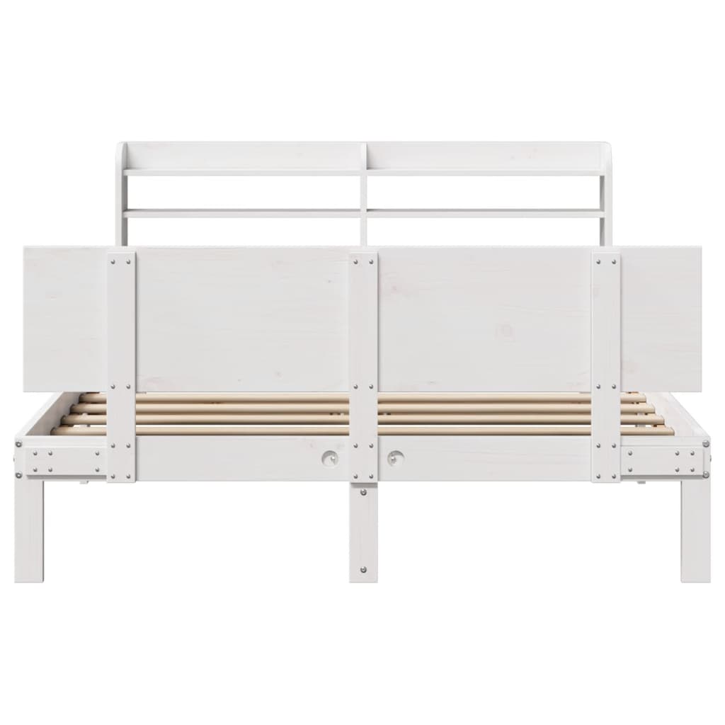 Estrutura de cama com cabeceira 120x200 cm pinho maciço branco