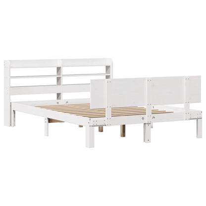 Estrutura de cama com cabeceira 140x200 cm pinho maciço branco