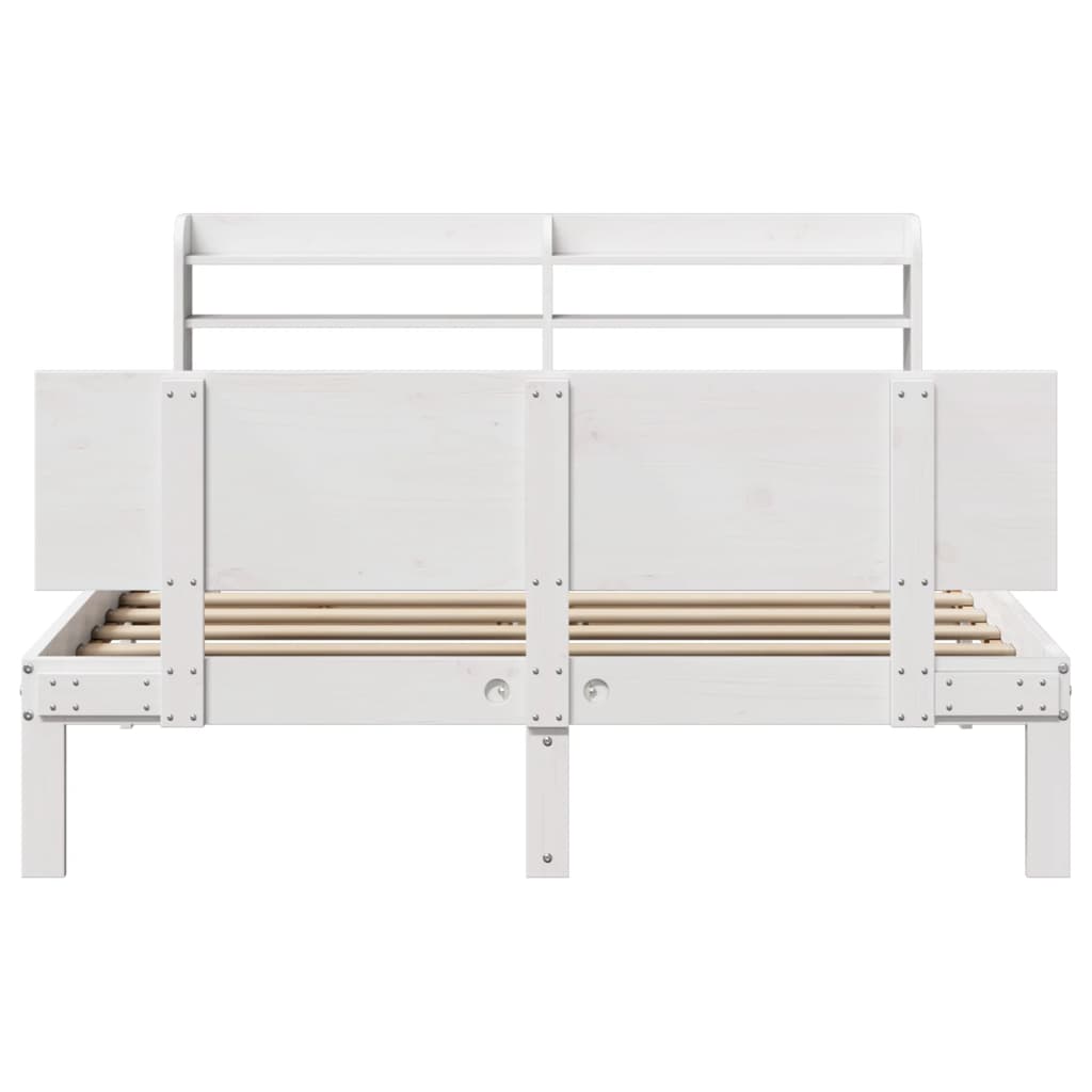 Estrutura de cama c/ cabeceira 150x200 cm pinho maciço branco