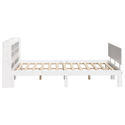 Estrutura de cama c/ cabeceira 150x200 cm pinho maciço branco