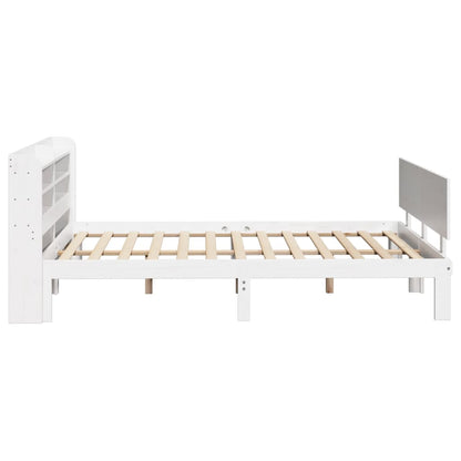 Estrutura de cama com cabeceira 160x200 cm pinho maciço branco