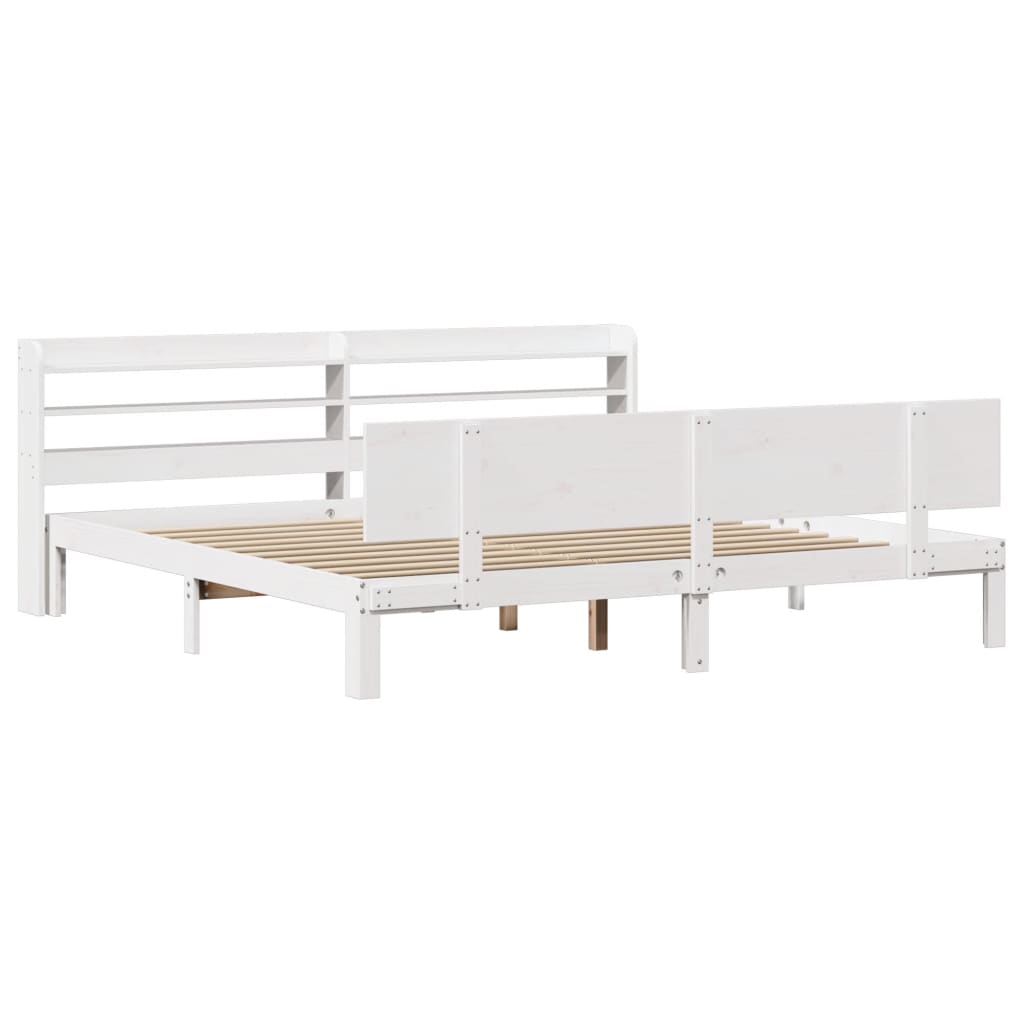 Estrutura de cama com cabeceira 180x200cm pinho maciço branco