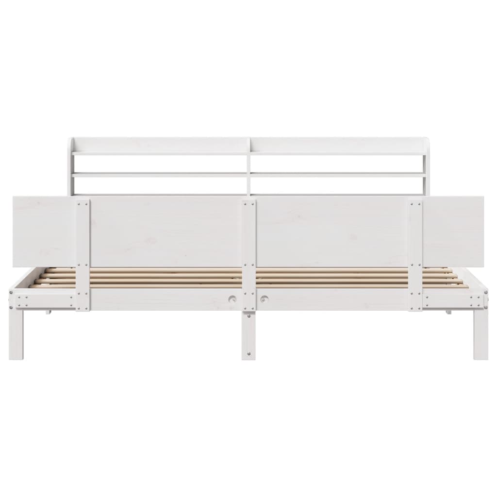 Estrutura de cama com cabeceira 180x200cm pinho maciço branco