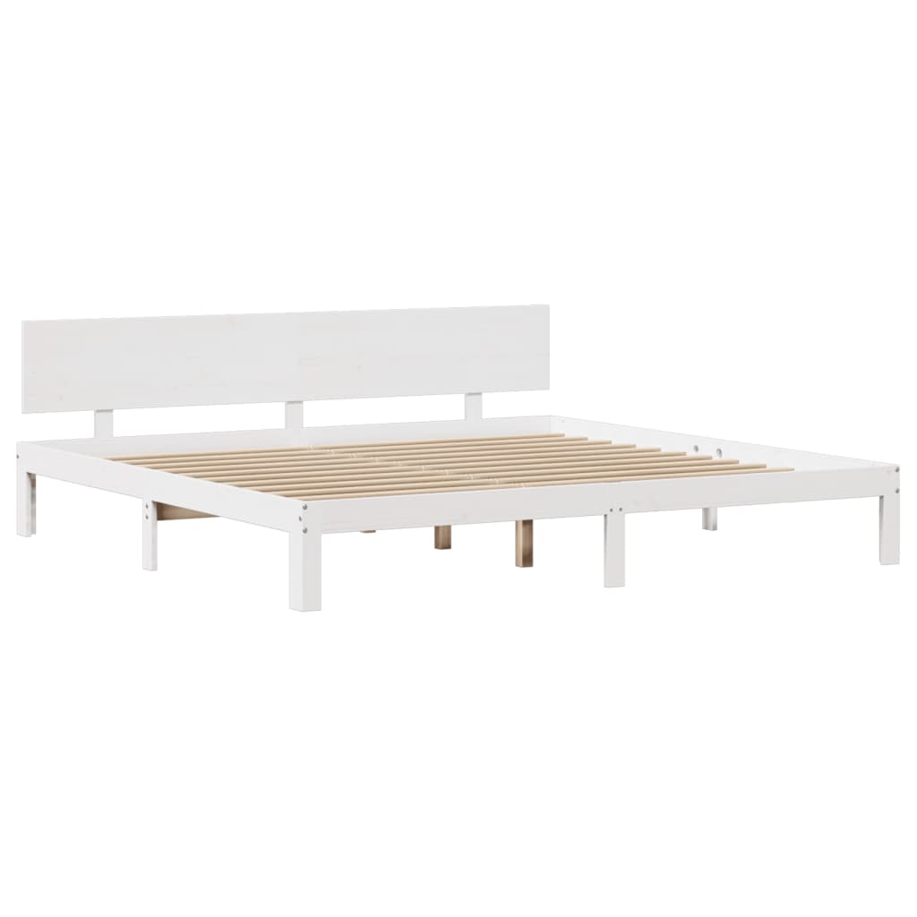 Estrutura de cama com cabeceira 180x200cm pinho maciço branco