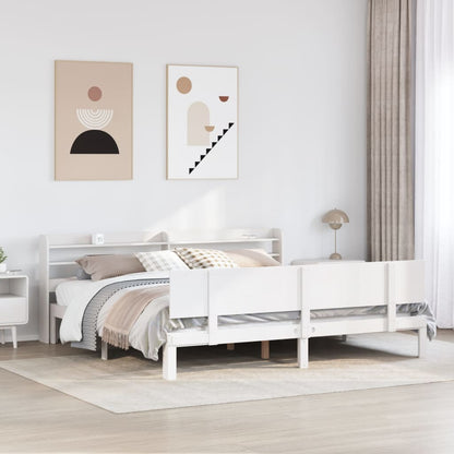 Estrutura de cama com cabeceira 180x200cm pinho maciço branco