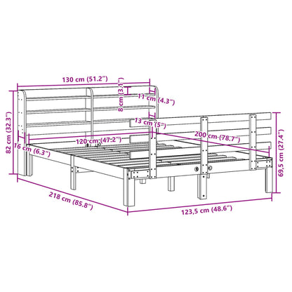 Estrutura de cama com cabeceira 120x200 cm pinho maciço