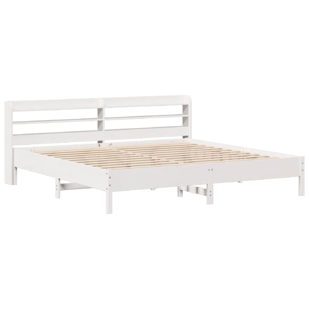 Cama sem colchão 200x200 cm madeira de pinho maciça branco