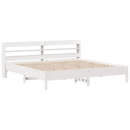 Cama sem colchão 200x200 cm madeira de pinho maciça branco