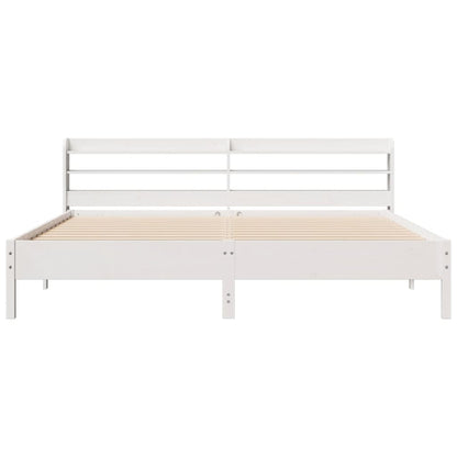 Cama sem colchão 200x200 cm madeira de pinho maciça branco