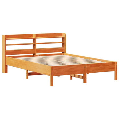 Cama sem colchão 140x190 cm pinho maciço castanho-mel