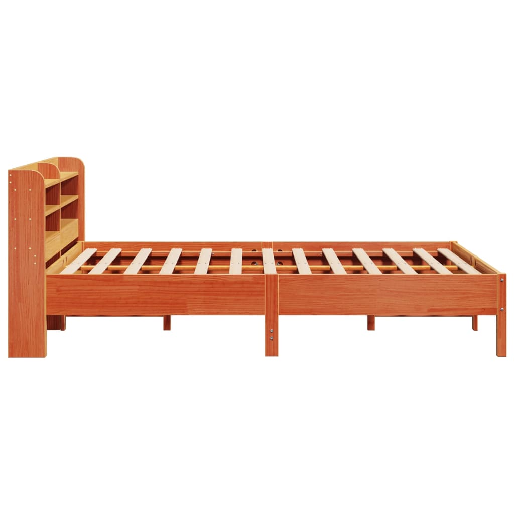 Cama sem colchão 140x190 cm pinho maciço castanho-mel