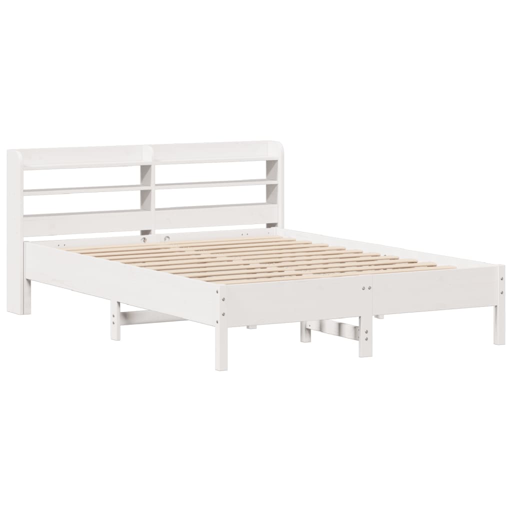 Cama sem colchão 135x190 cm madeira de pinho maciça branco