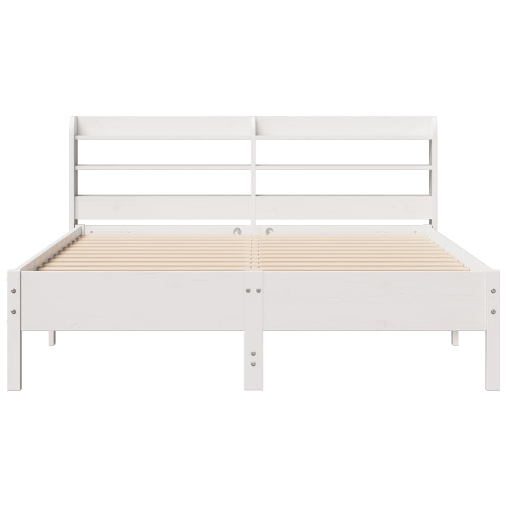 Cama sem colchão 135x190 cm madeira de pinho maciça branco