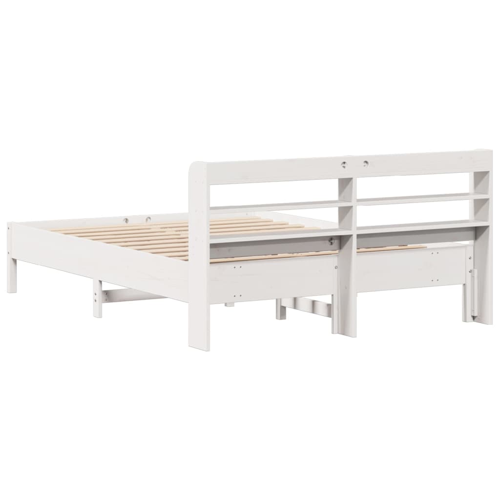 Cama sem colchão 135x190 cm madeira de pinho maciça branco