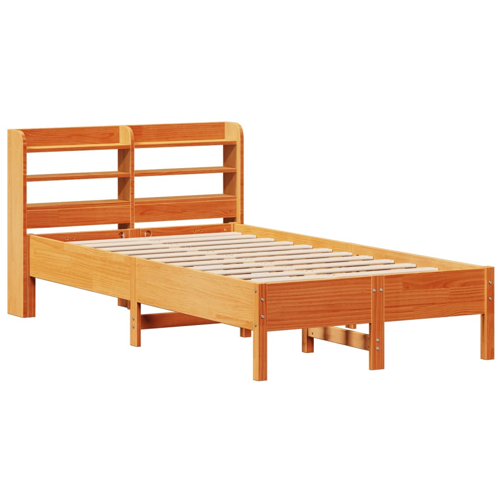 Cama sem colchão 120x190 cm madeira pinho maciça castanho-mel