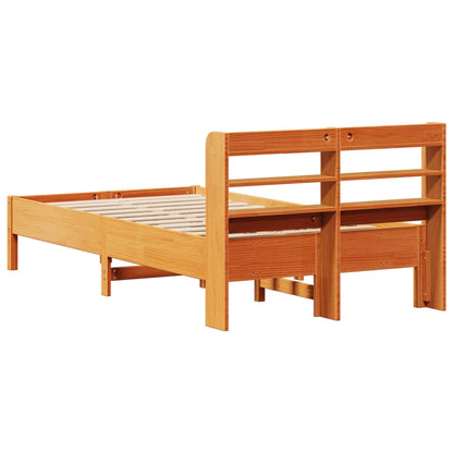 Cama sem colchão 120x190 cm madeira pinho maciça castanho-mel