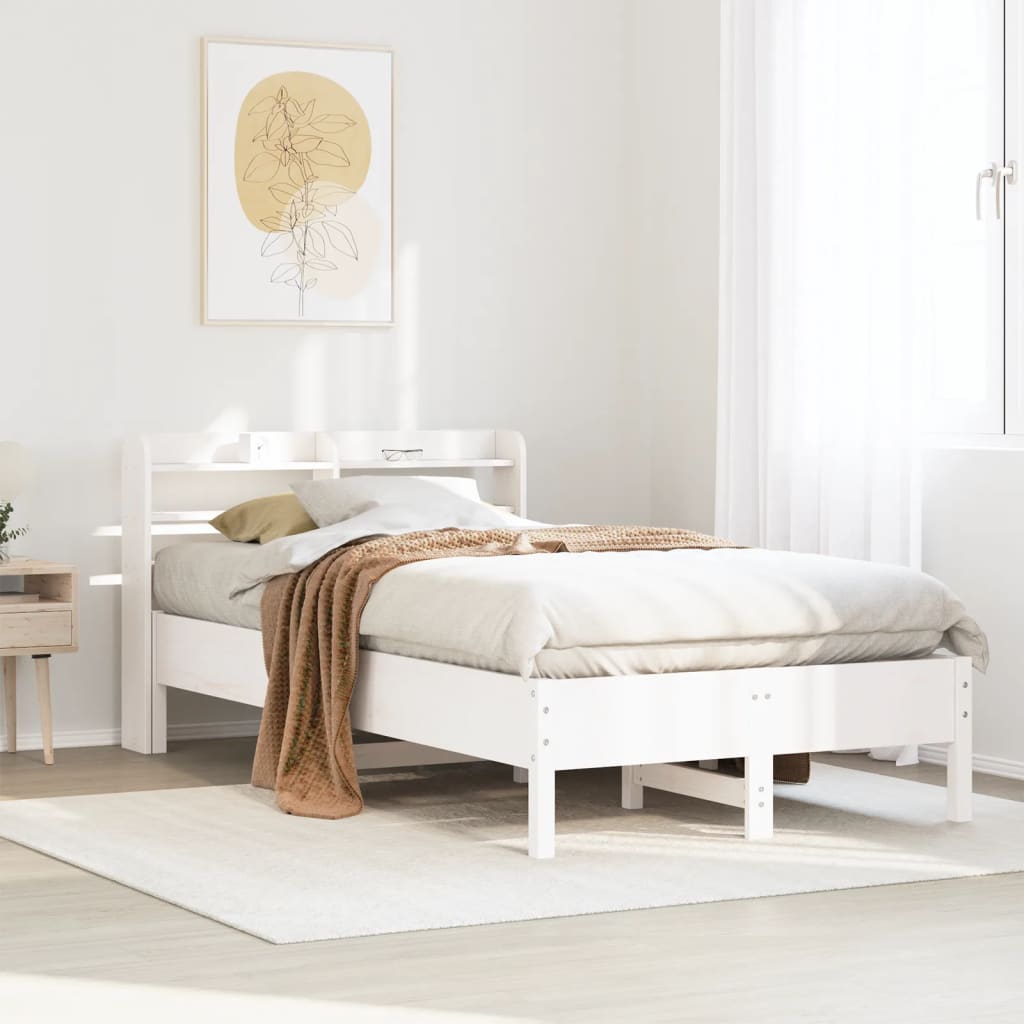 Cama sem colchão 90x190 cm madeira de pinho maciça branco