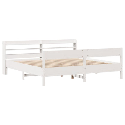 Cama sem colchão 200x200 cm madeira de pinho maciça branco